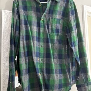 Green and Blue Plaid Men's Shirt